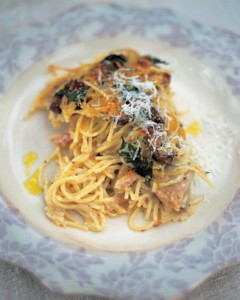 Spaguettis-con-Pollo-y-champiñones