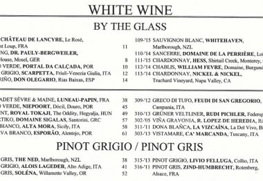 modern wine list